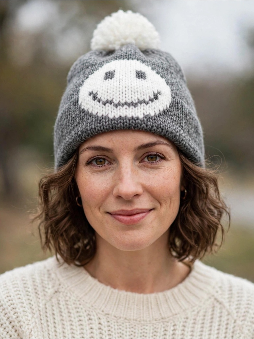 Vintage Nardi & Tagliaferri Italian Alpaca Wool Knit Smiley Face Beanie Hat
